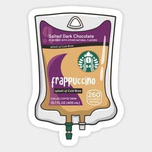 Salted Dark Chocolate with Cold Brew Iced Coffee Drink IV Bag for medical and nursing students, nurses, doctors, and health workers who are coffee lovers Sticker